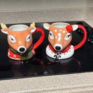 Threshold Reindeer Mugs - Red and White